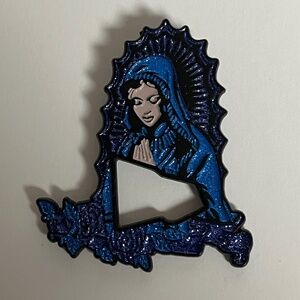 Virgin Mary New Era Frame Hat Pin Pins Hats Bag Fitted Blue Black Glitter Roses